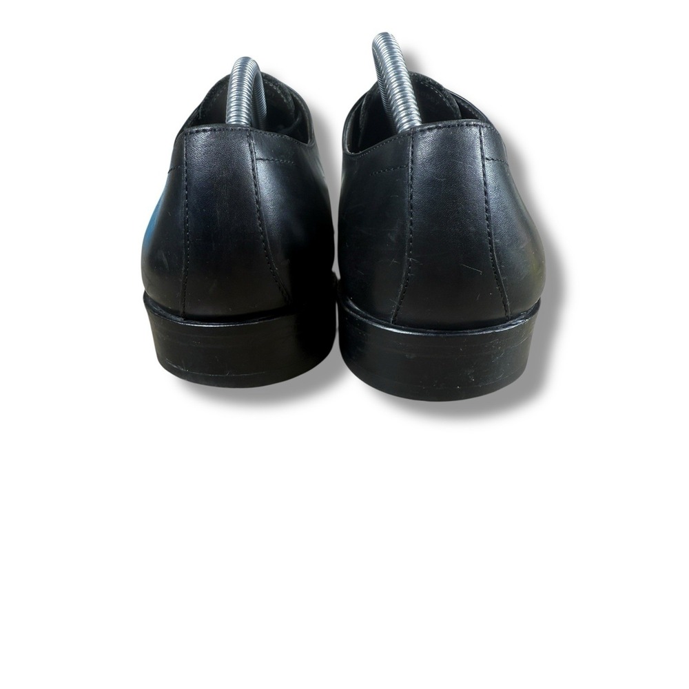 Hugo Boss Dress Shoe Size 9 Men's Embossed Logo Black Leather Lace Up Apron Toe - Picture 8 of 14